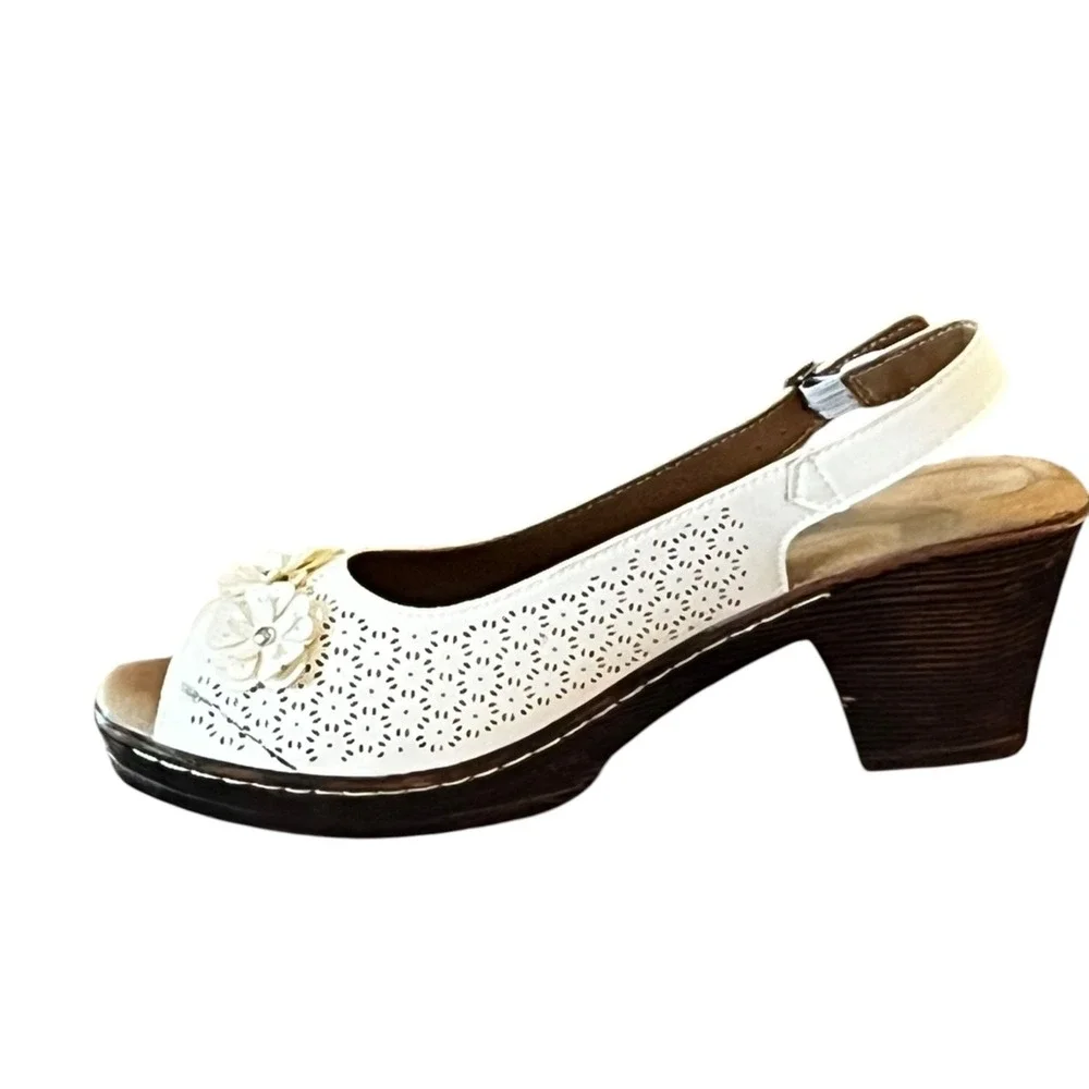 Patrizia By Spring Step Deedee Slingback Sandals Womens 42 White Perforated - Picture 3 of 11